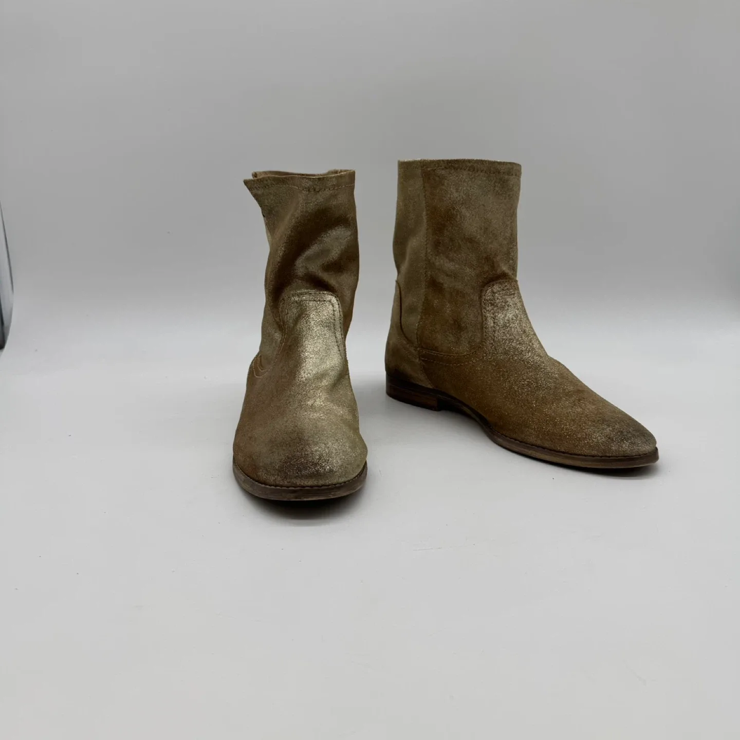 ALDO Gold Suede Ankle Boots - Women's Size 8.5 (EUR 39, UK 6) image indicator(2)