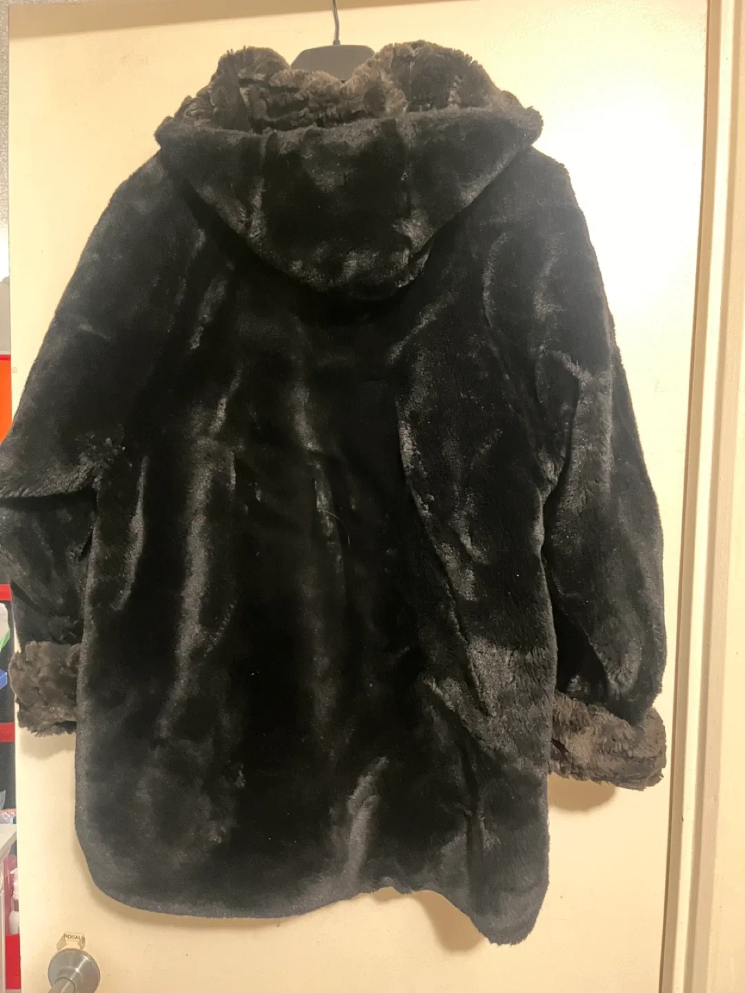 "Furrocious" Faux Fur Black Hooded Jacket image indicator(2)