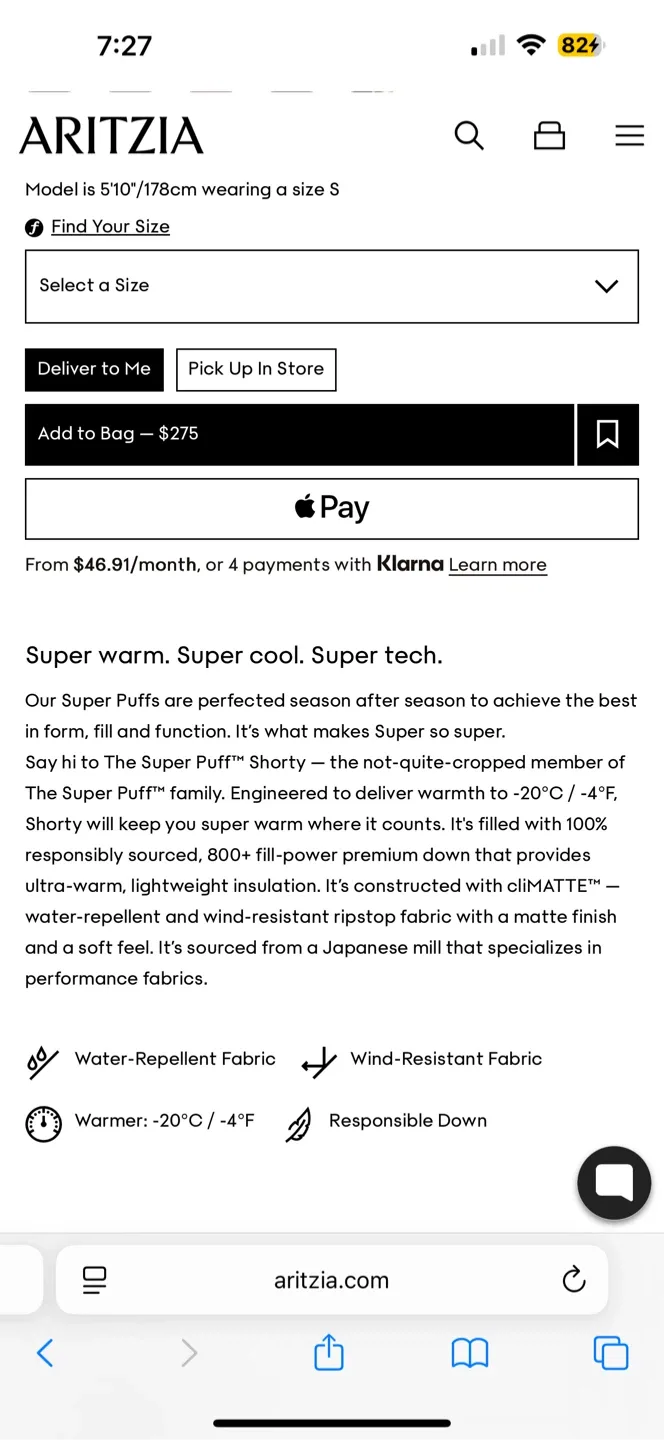 Aritzia The Super Puff™ Shorty 2XS image indicator(6)