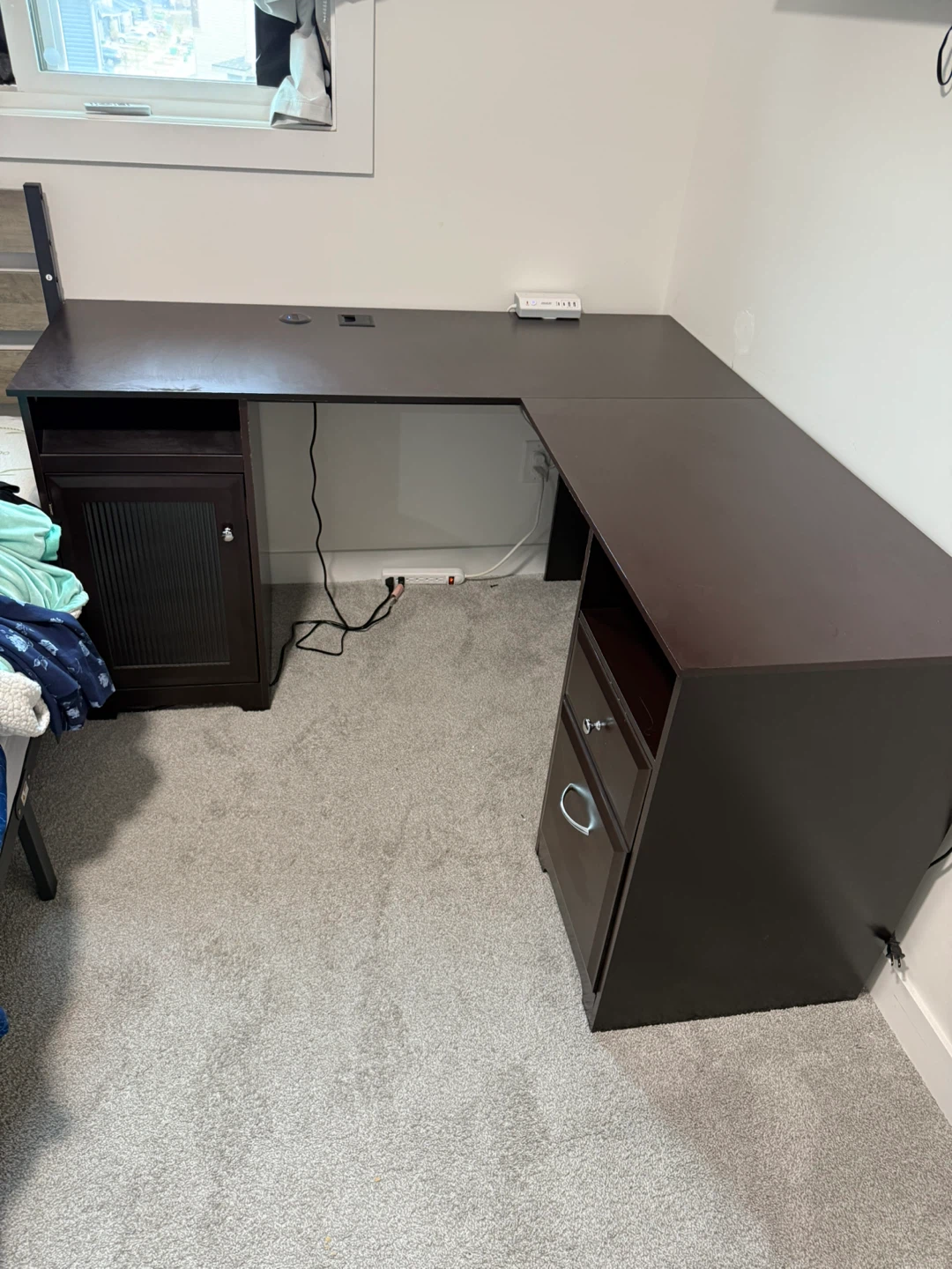 Brown Wooden Desk Drawer Unit