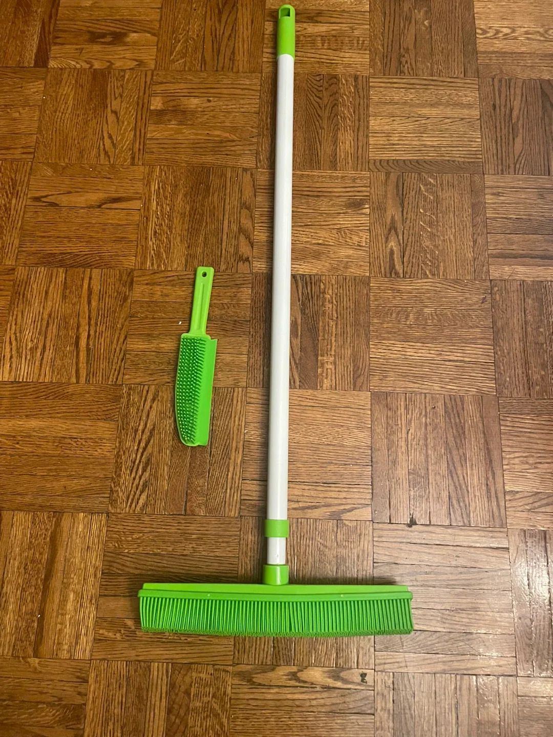 Green Silicone Broom with Squeegee and Brush thumbnail
