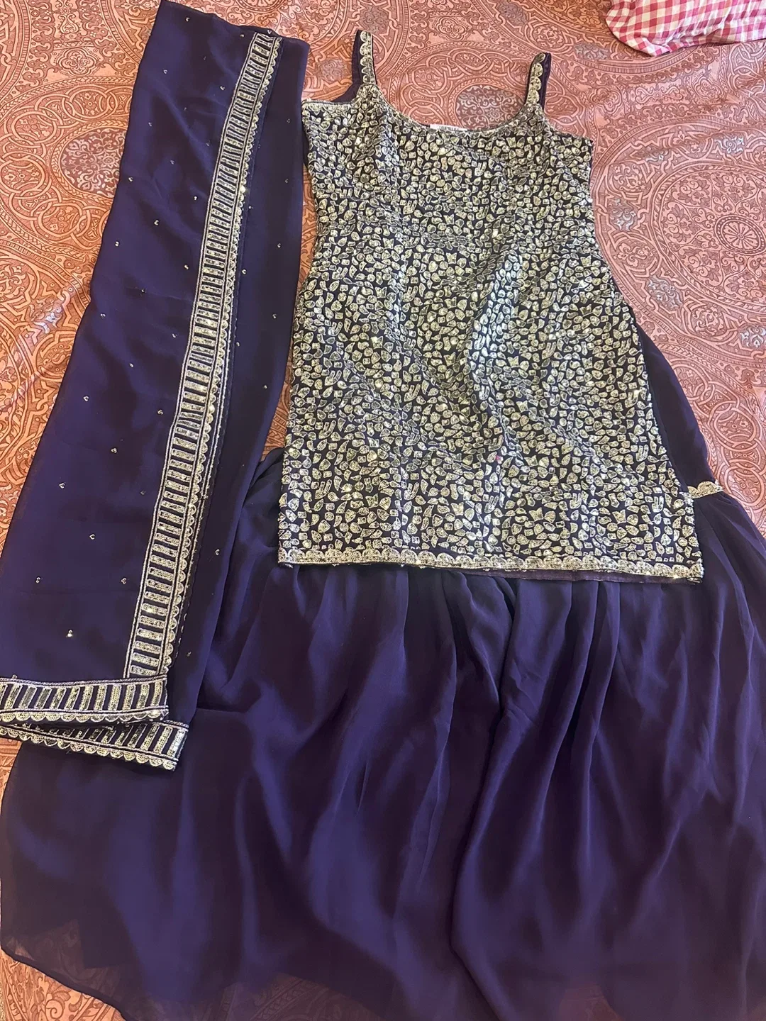 Brand new Purple Embellished Indian Suit image indicator(2)