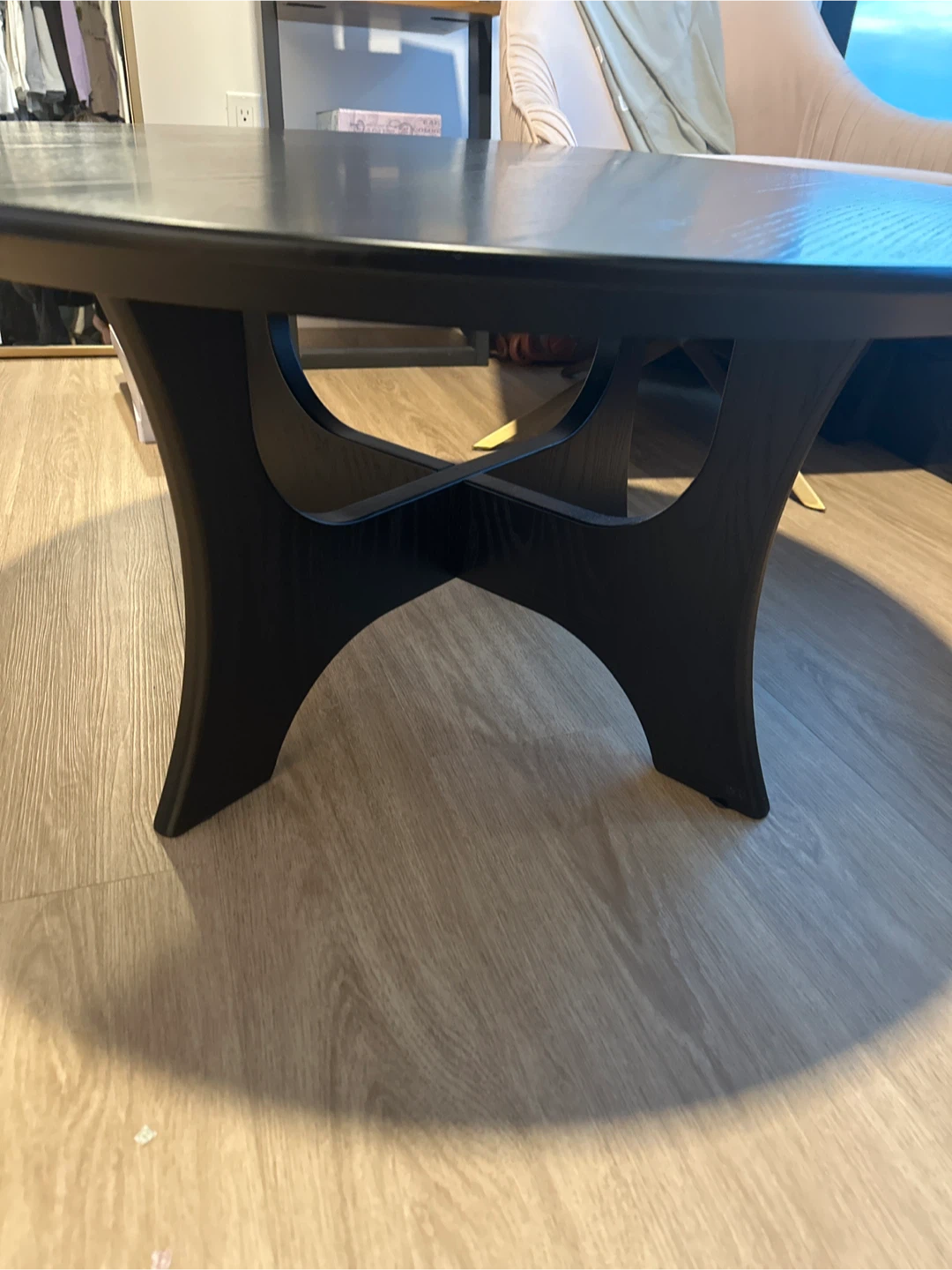 Black Round Wood Coffee Table - photo 3