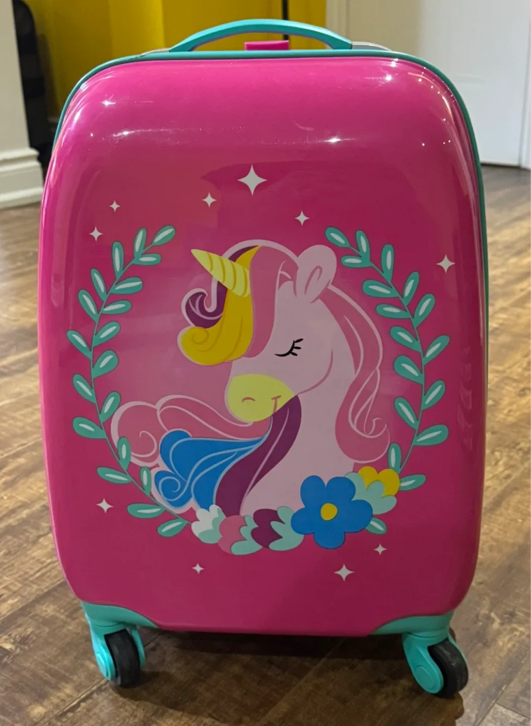 Pink Unicorn Kids Rolling Suitcase + Suitcase Cover