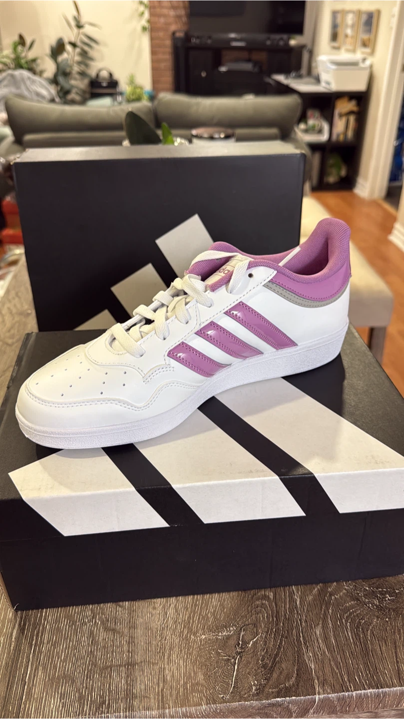 Adidas Team Court Shoes - White/Purple, with Box - photo 2