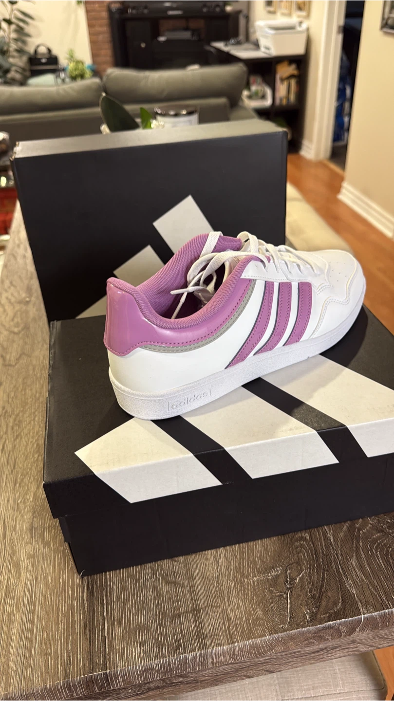 Adidas Team Court Shoes - White/Purple, with Box