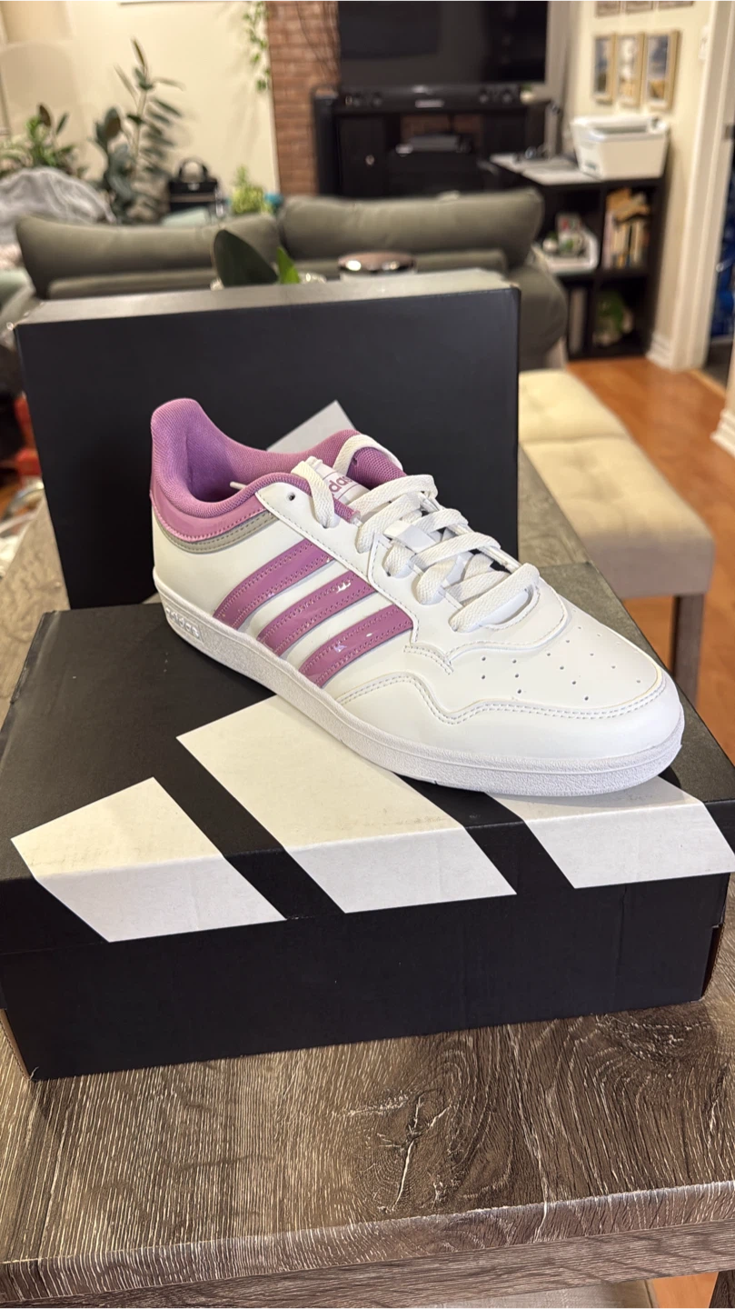 Adidas Team Court Shoes - White/Purple, with Box - photo 3