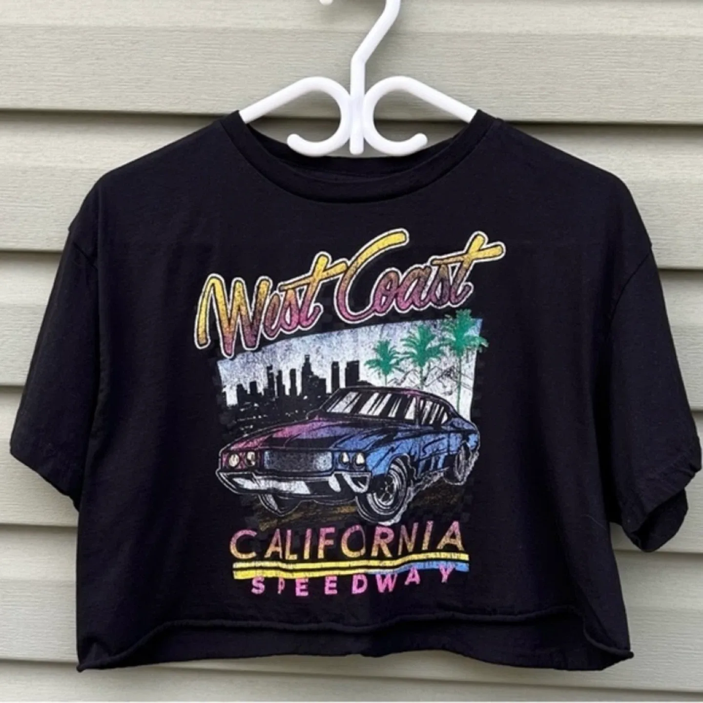 Social Culture Cropped Oversized Printed T Shirt Womens Size L thumbnail