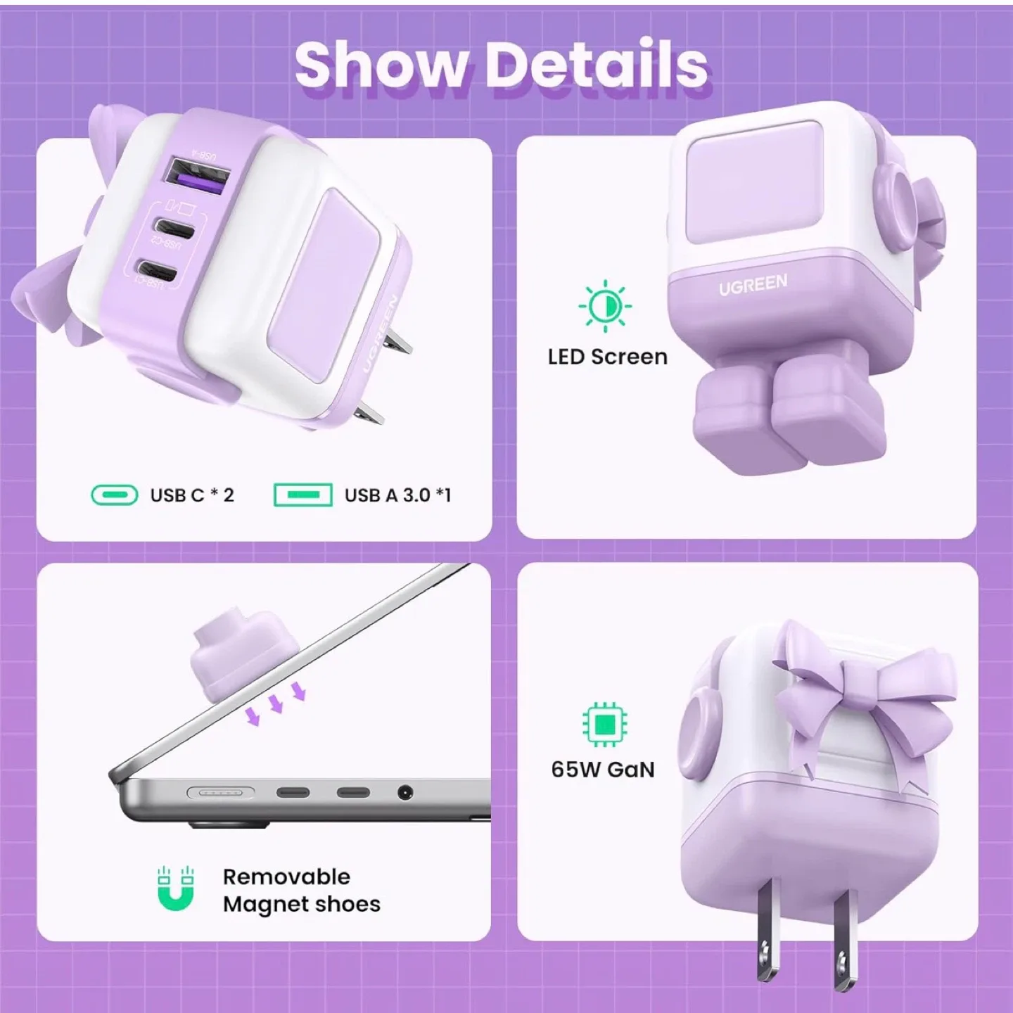 65W USB C Charger Block, Nexode GaN Fast Charging 3-Port image indicator(6)