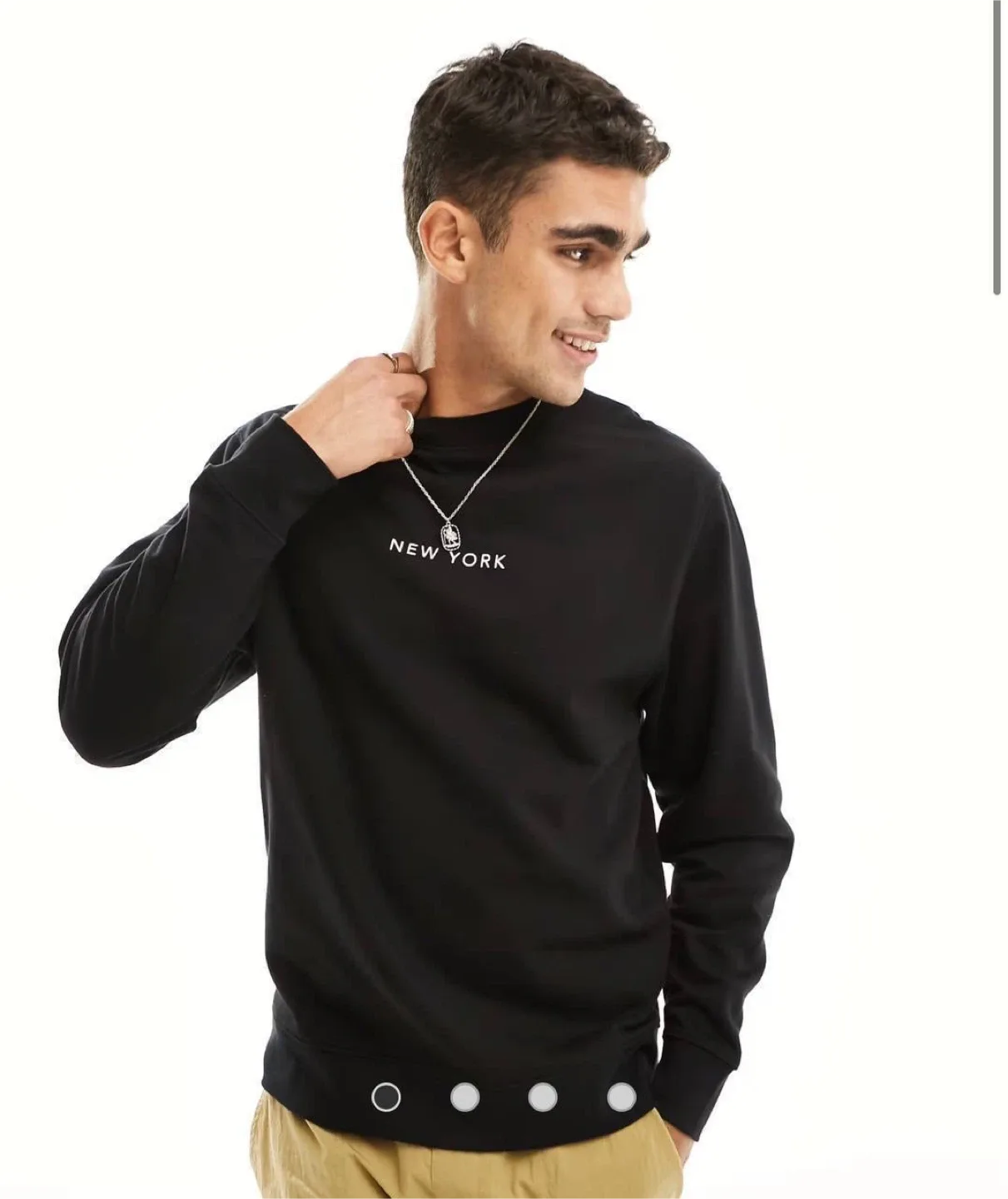 River Island New York crew neck sweatshirt in black, size M thumbnail