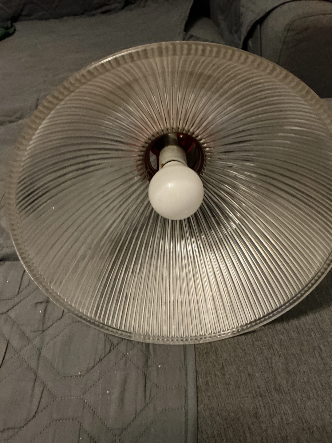 Vintage Ribbed Glass Ceiling Light Fixture - photo 2