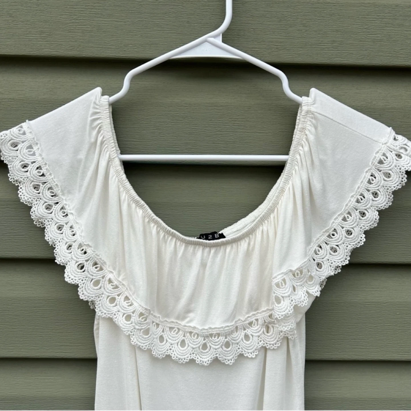 U2B Off The Shoulder Flounce Ruffle Bodysuit Womens Size L - photo 2