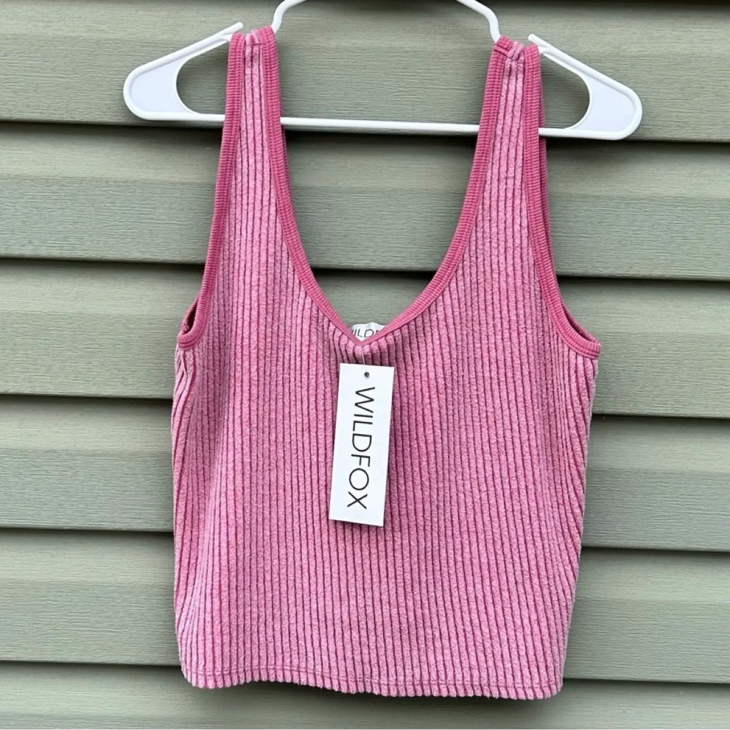 Wildfox Kylie Ribbed Scoop Neck Cropped Tank Top Womens Size M image indicator(2)