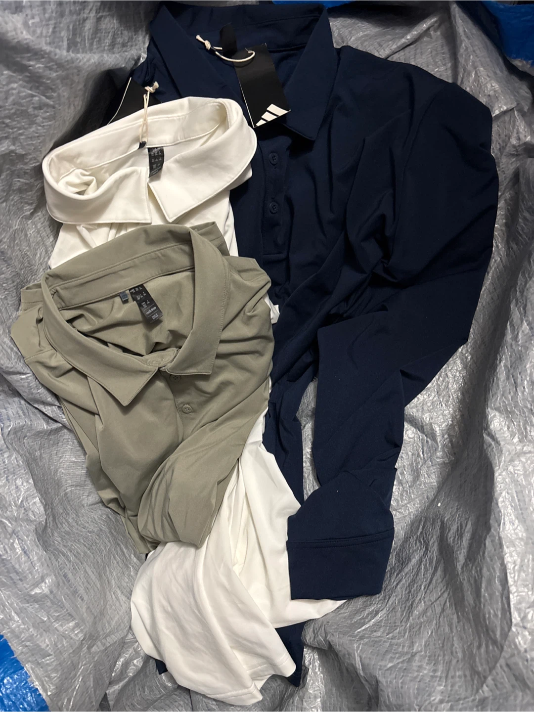 Adidas Golf Polo Shirt - 2XL - Navy Blue, white & grey