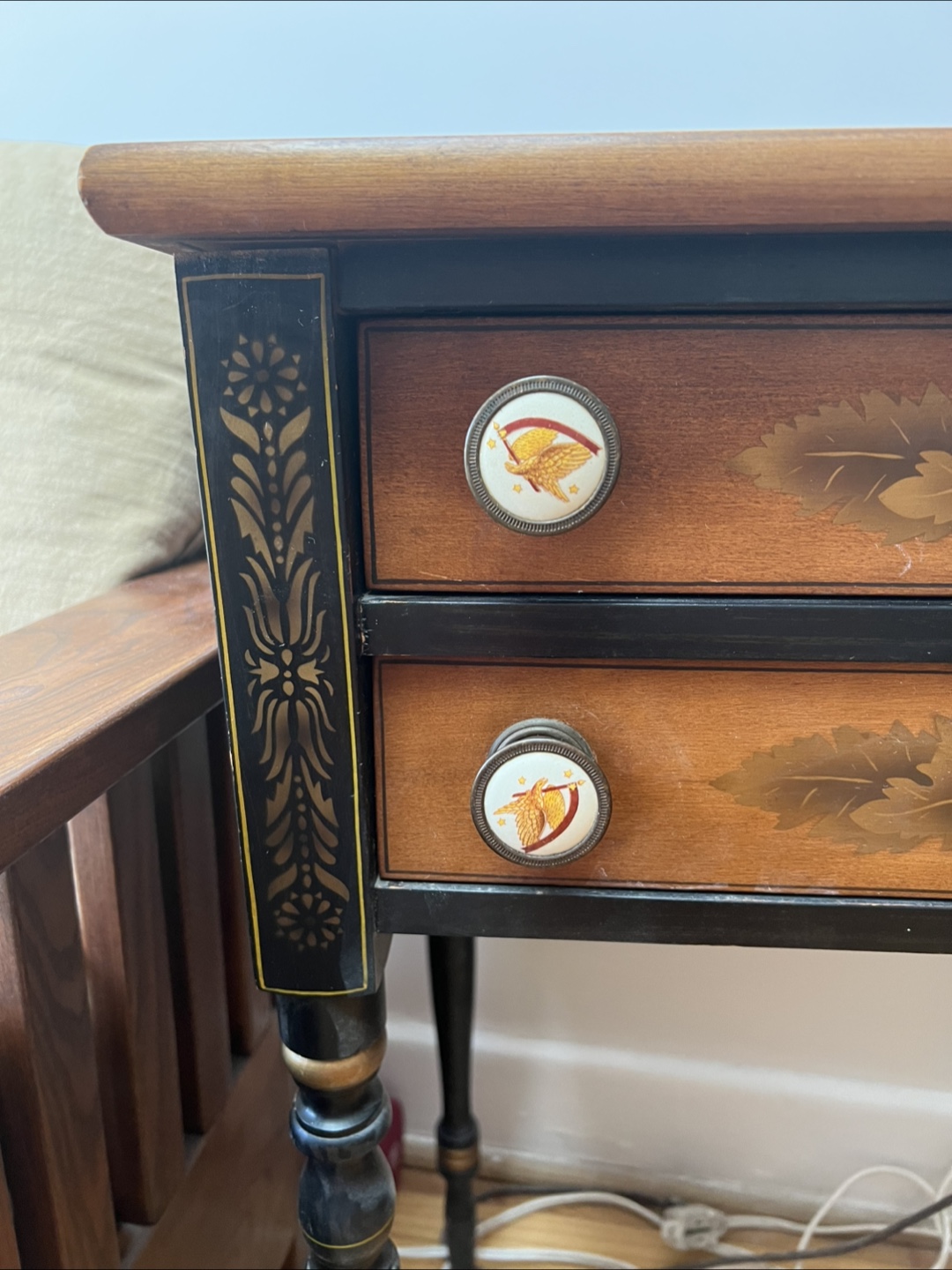 Wood Side Table with Two Drawers - photo 4