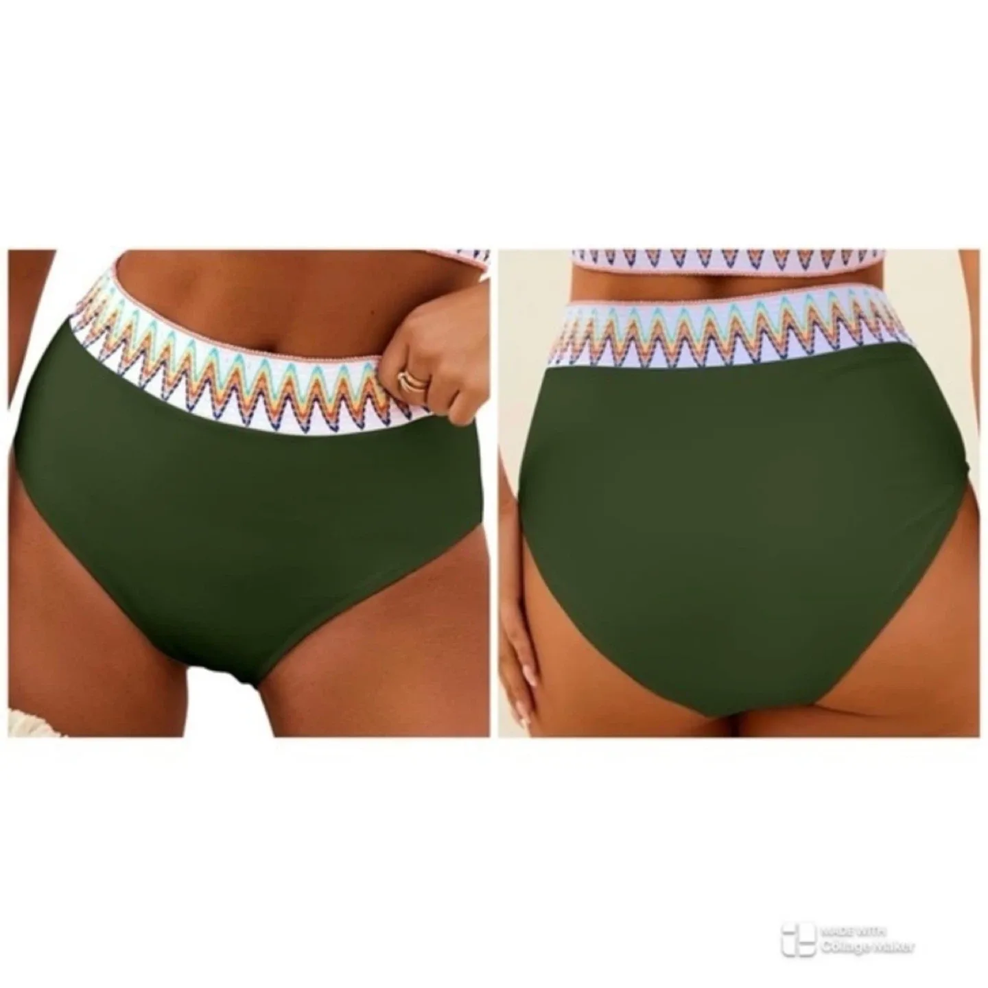 FactMe High Waisted Bikini Bottoms With Embroidered Waist Size L thumbnail