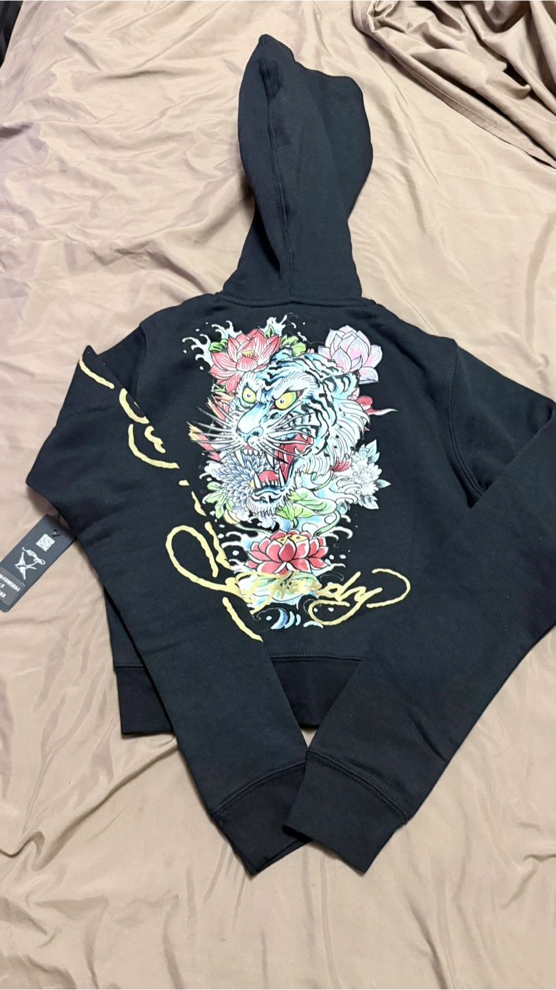 Ed Hardy Black Graphic Hoodie & Sweatpants Set - Size S - photo 2