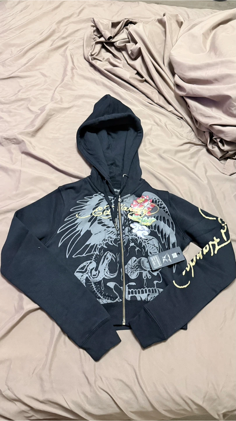 Ed Hardy Black Graphic Hoodie & Sweatpants Set - Size S