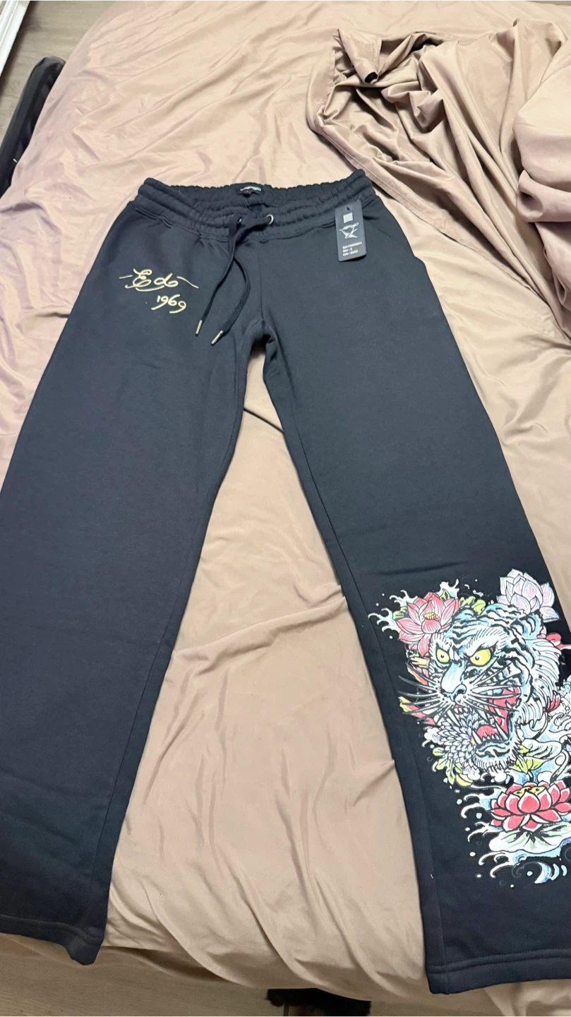 Ed Hardy Black Graphic Hoodie & Sweatpants Set - Size S - photo 3