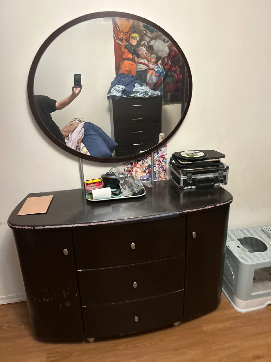 Black  Wood Dresser with Mirror - photo 2
