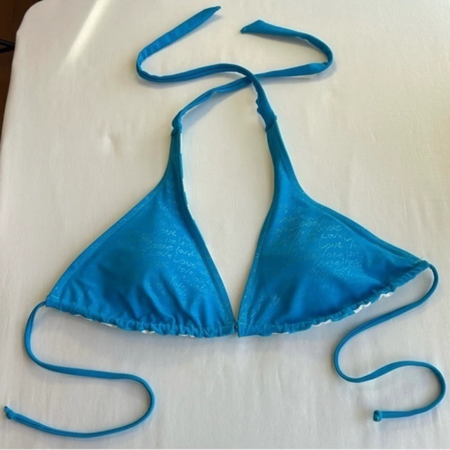 Aqua Funky Reversible Sliding Triangle Bikini Halter Top Size S image indicator(2)