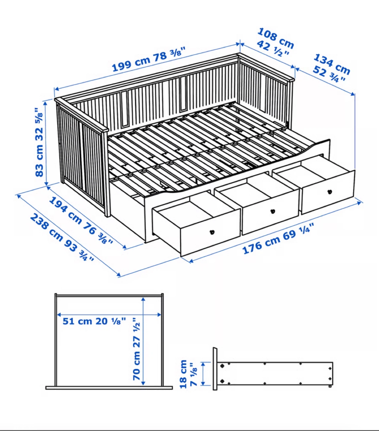 IKEA Hemnes Daybed Frame with 3 Drawers - photo 5