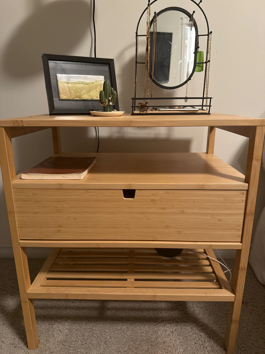 IKEA Nordkisa Bamboo Nightstand - Like New! - photo 2