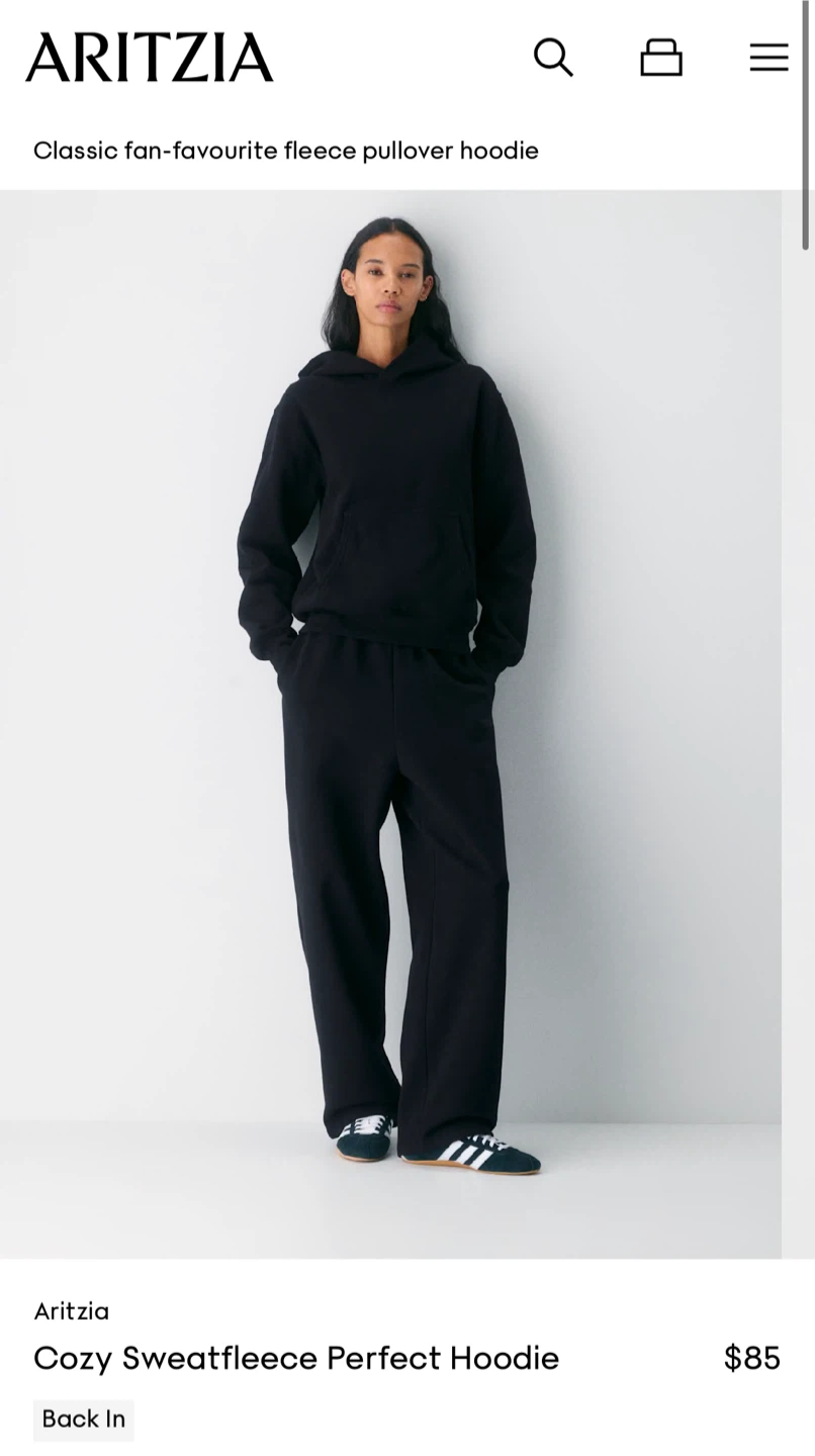 Aritzia TNA Sweatfleece Cozy Fleece Perfect Hoodie - Black, M - photo 5