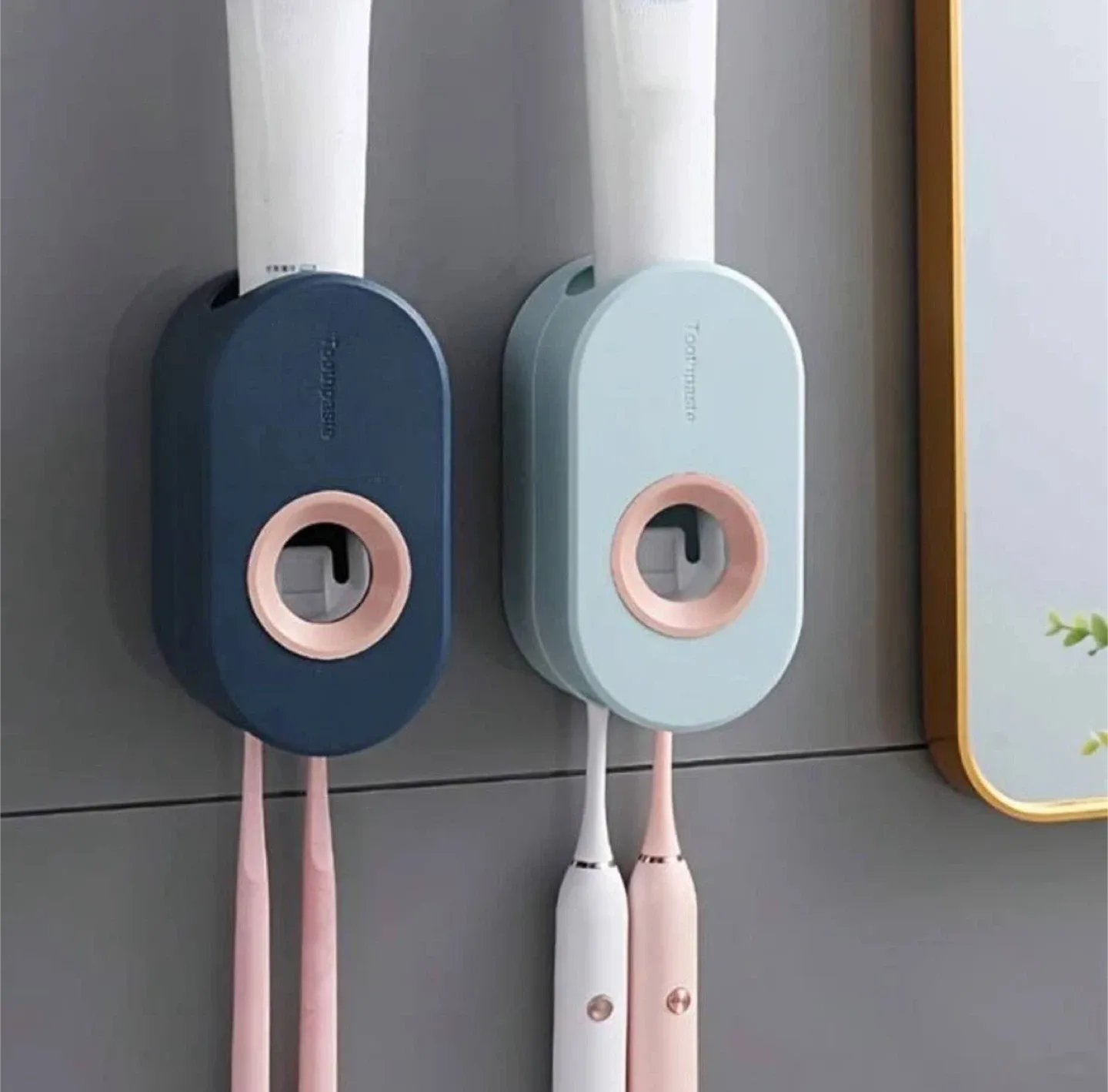 Wall-Mounted Toothpaste Dispenser – Dark Blue/Pink thumbnail