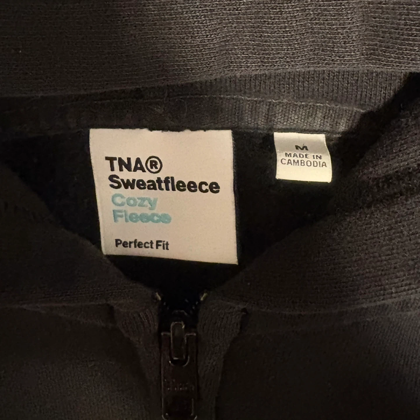 TNA Cozy Fleece Perfect Zip Hoodie - Black, Size M - photo 3