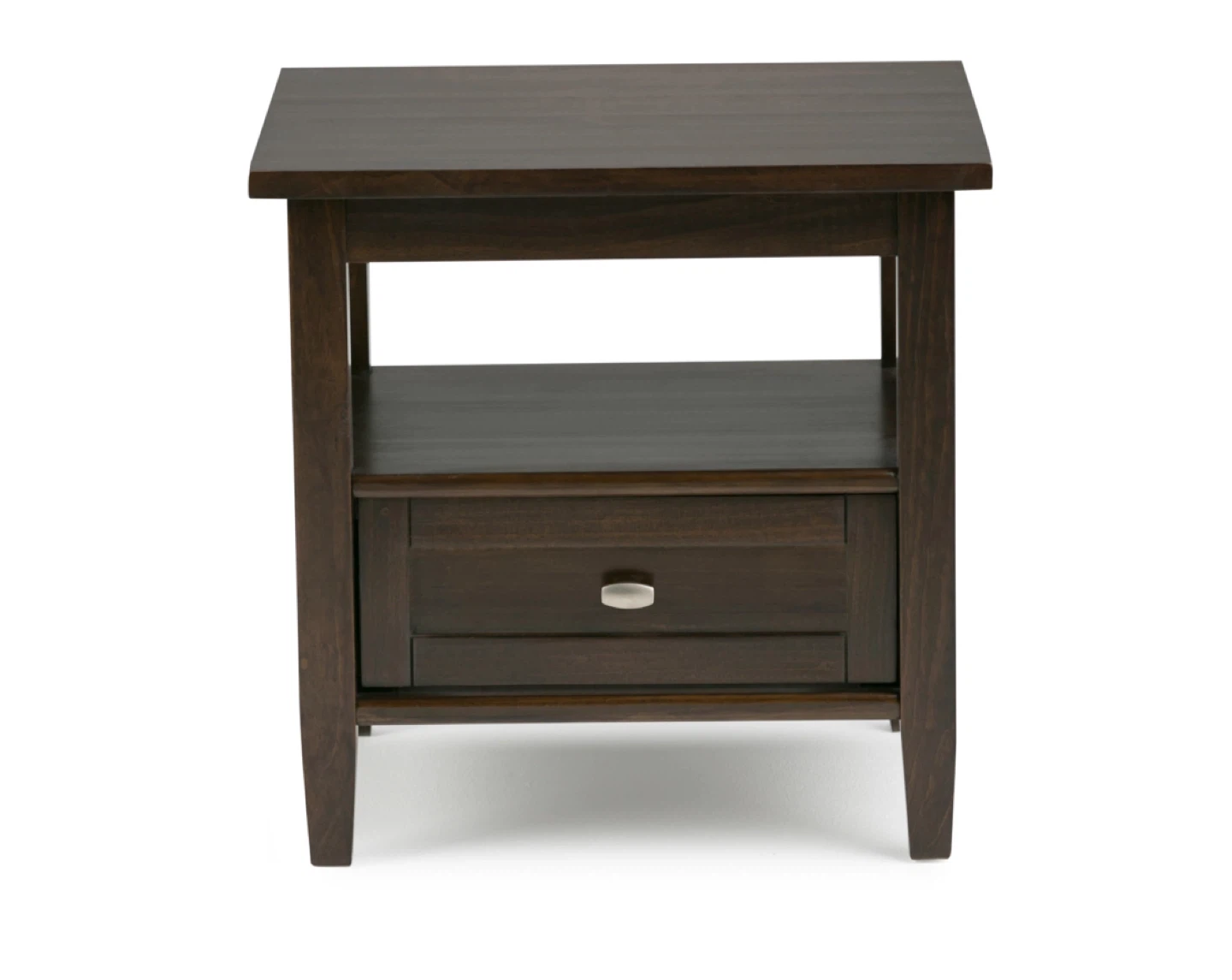 Dark Brown Wood End Table with Drawer - photo 2