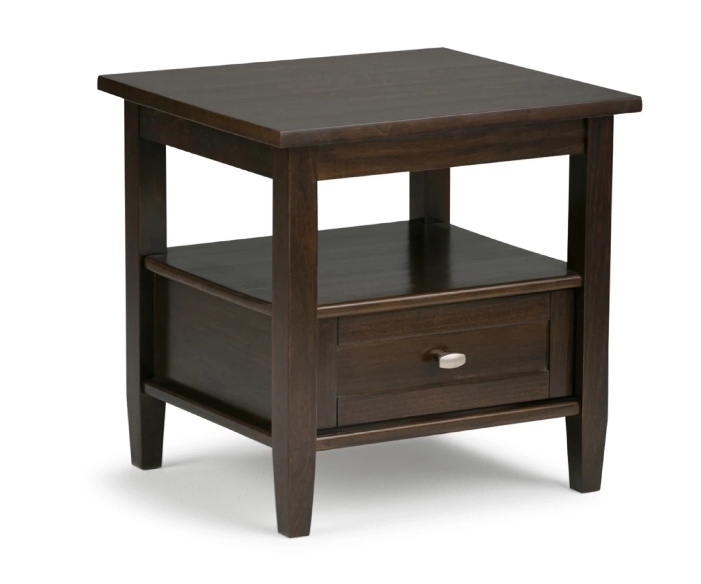 Dark Brown Wood End Table with Drawer - photo 3