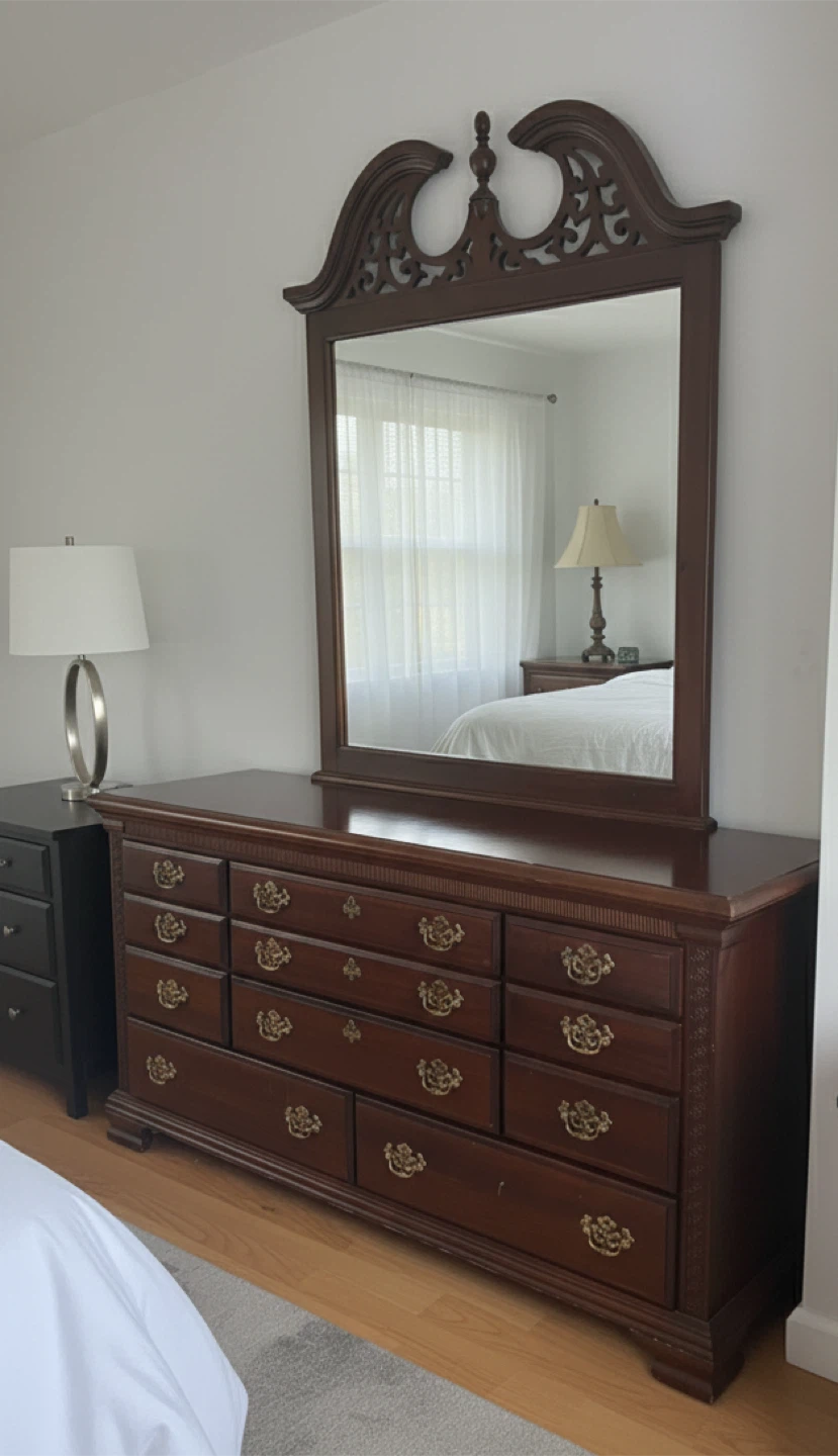 Dresser with Mirror - Brown Wood - photo 2