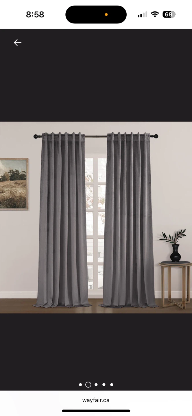 Grey Velvet Curtains 84"
