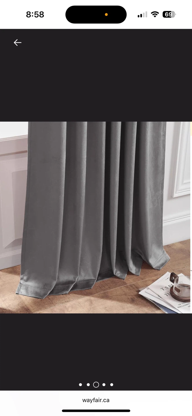 Grey Velvet Curtains 84" - photo 3