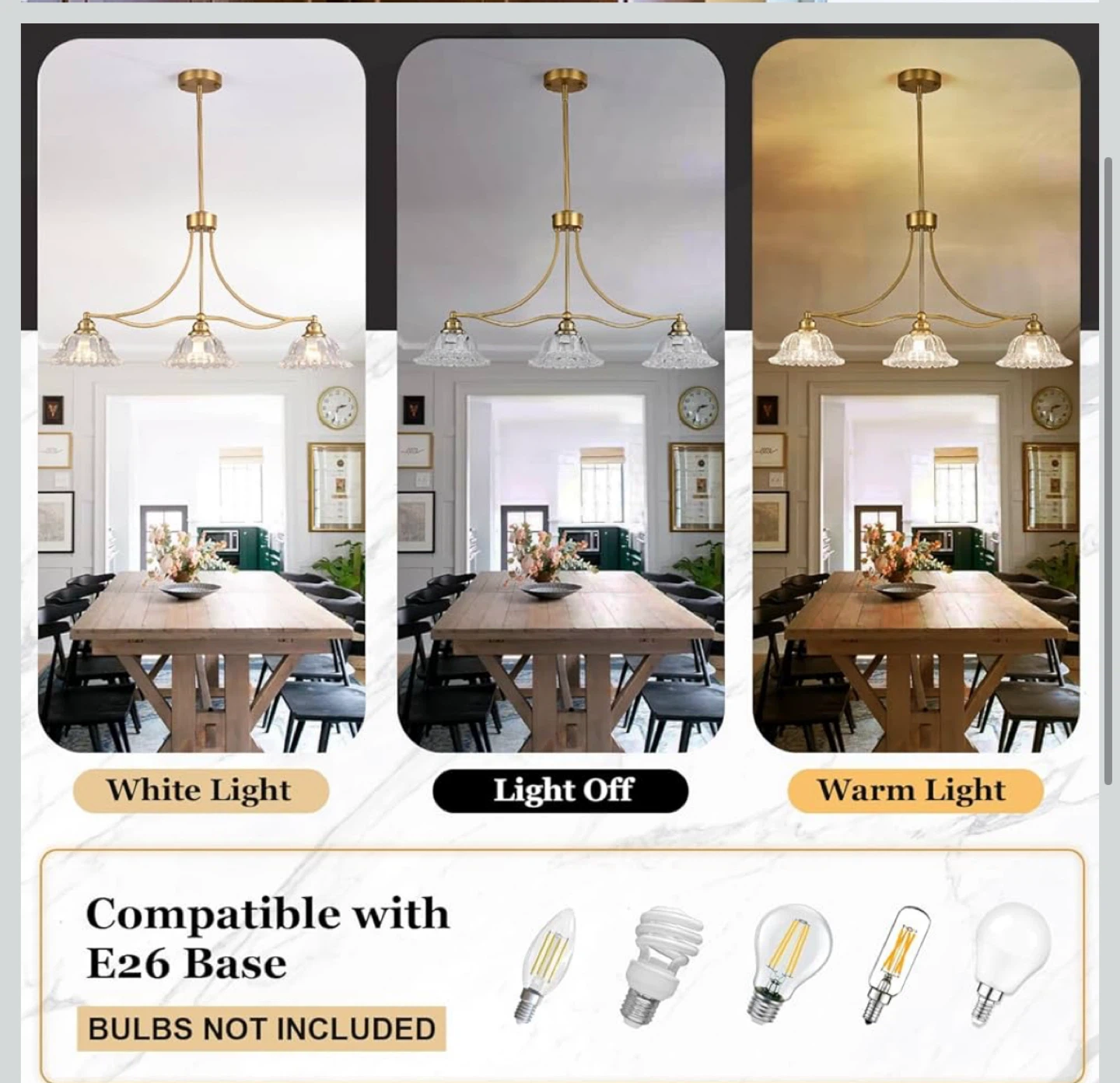 Gold 3-Light Kitchen Island Pendant Lighting - photo 3