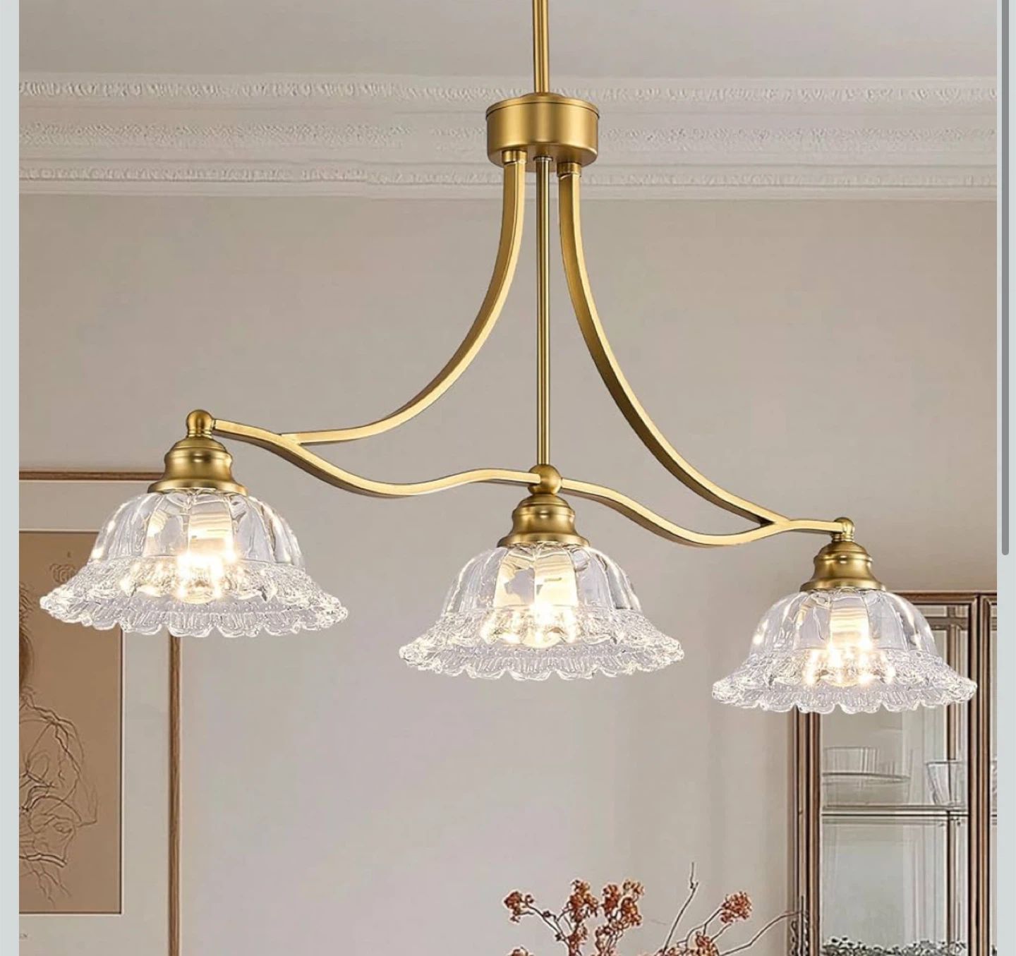 Gold 3-Light Kitchen Island Pendant Lighting