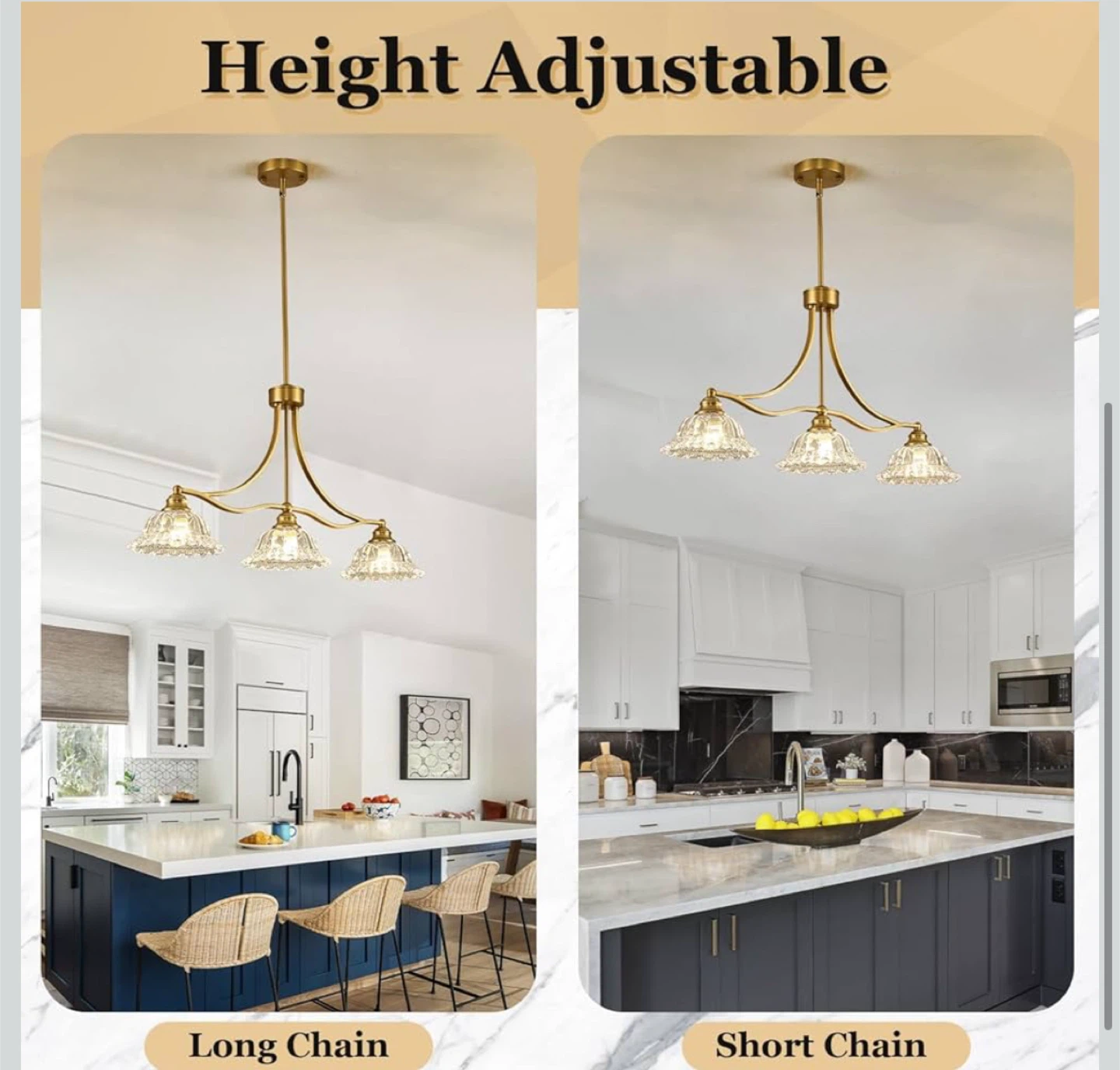Gold 3-Light Kitchen Island Pendant Lighting - photo 2