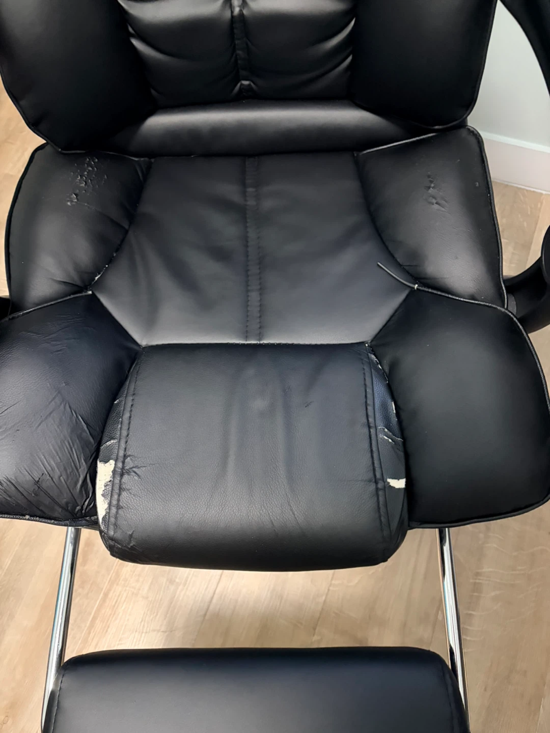Black Leather Office Chair with Leg Rest - photo 2