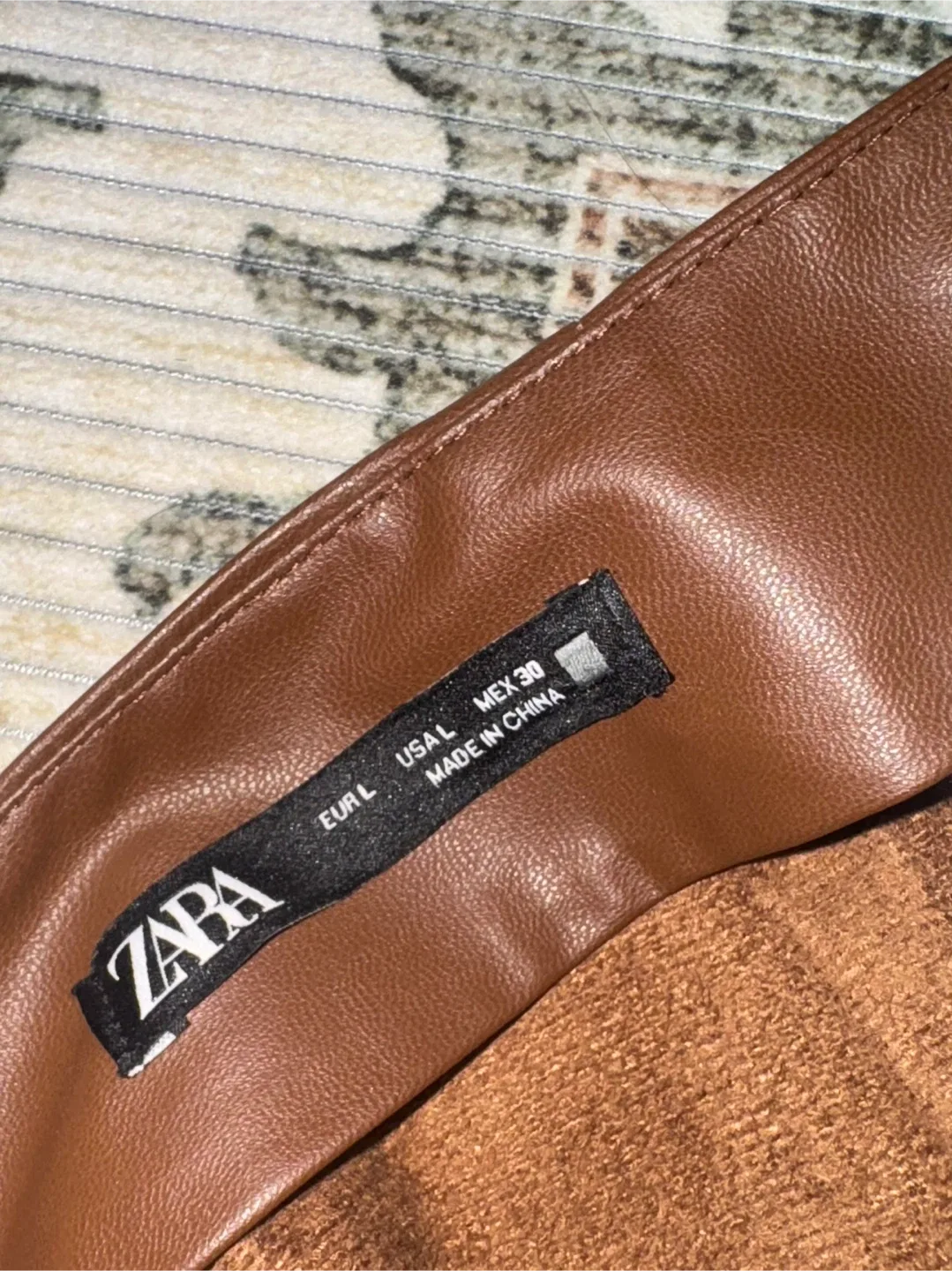 Zara Brown Faux Leather Skirt - Size L image indicator(4)