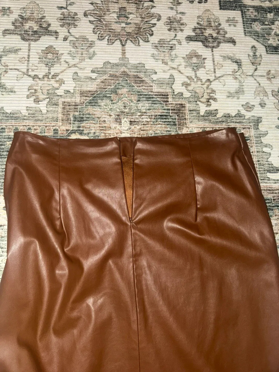 Zara Brown Faux Leather Skirt - Size L image indicator(3)