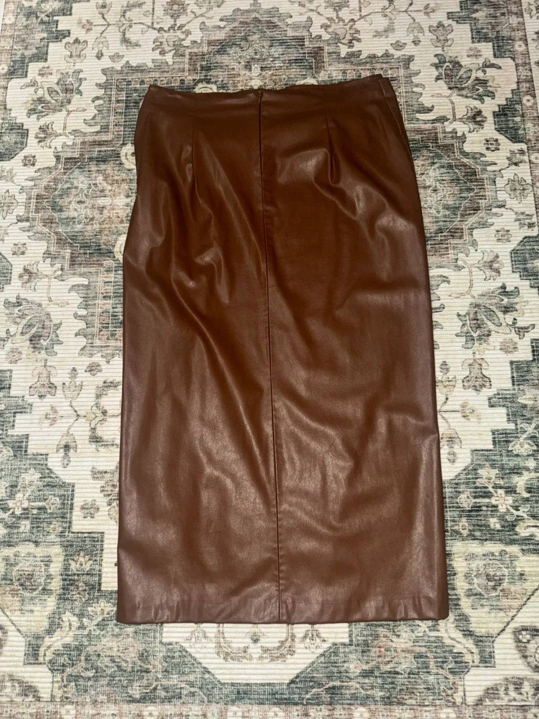 Zara Brown Faux Leather Skirt - Size L image indicator(2)