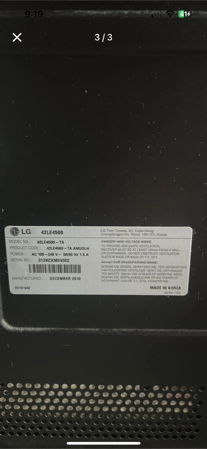 LG 42LE4500 42" TV - photo 3