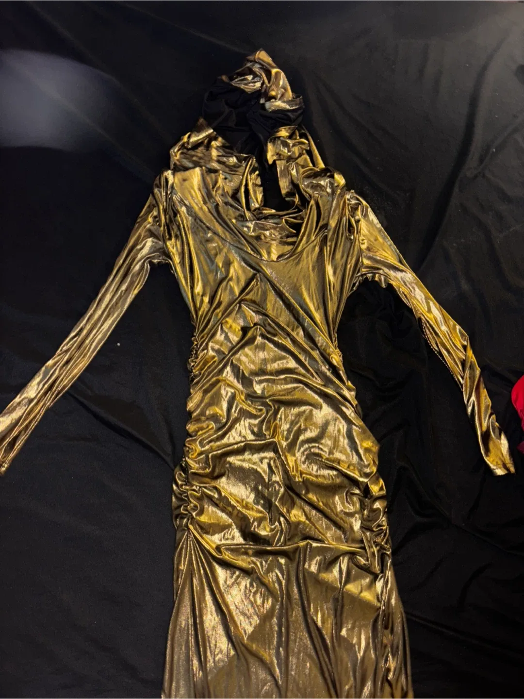 Gold Maxi Dress with hoodie size L thumbnail