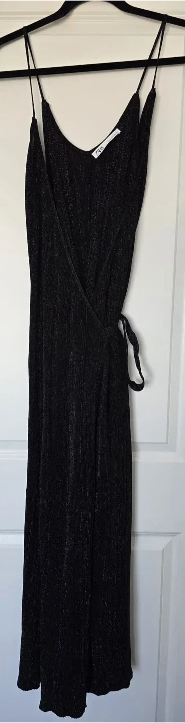 Zara Black Metallic Thread Dress - Size S thumbnail