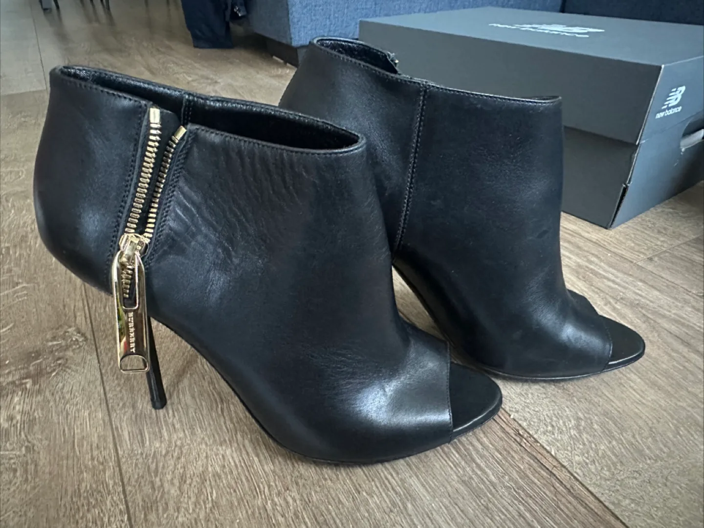 Burberry Black Leather Open Toe Booties image indicator(3)