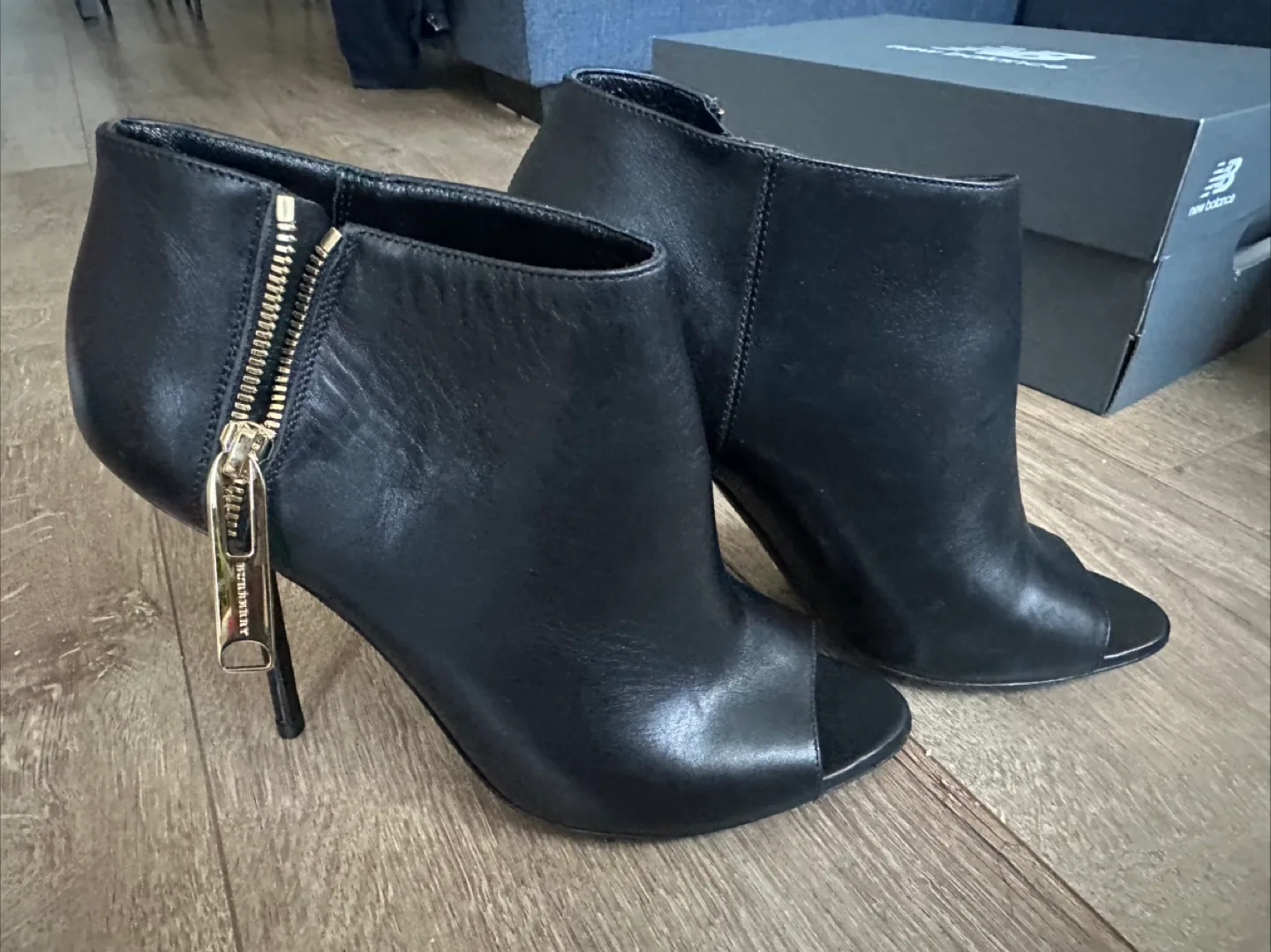 Burberry Black Leather Open Toe Booties image indicator(4)