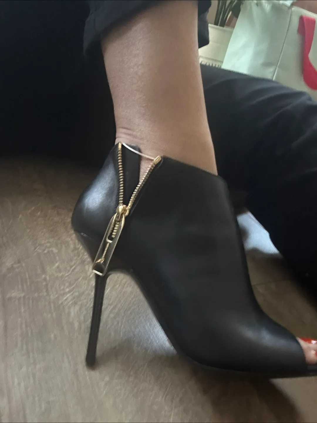 Burberry Black Leather Open Toe Booties image indicator(2)