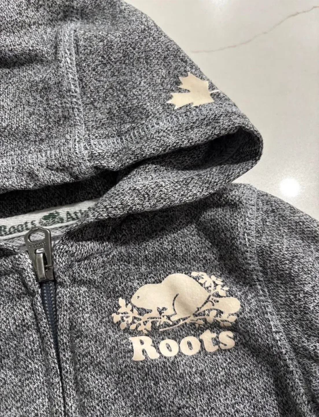 Roots Kids' Salt & Pepper Hoodie, Size M (6-12M) image indicator(2)