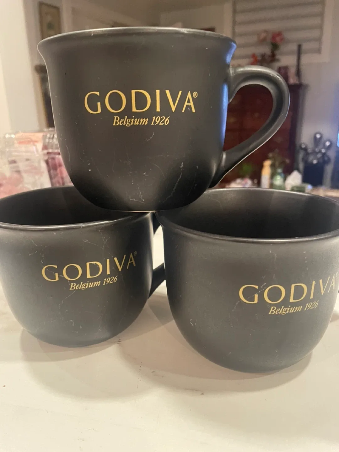 Godiva Belgium 1926 Black Mugs - Set of 3 thumbnail